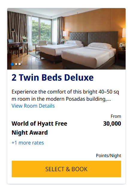 Hyatt points rate example